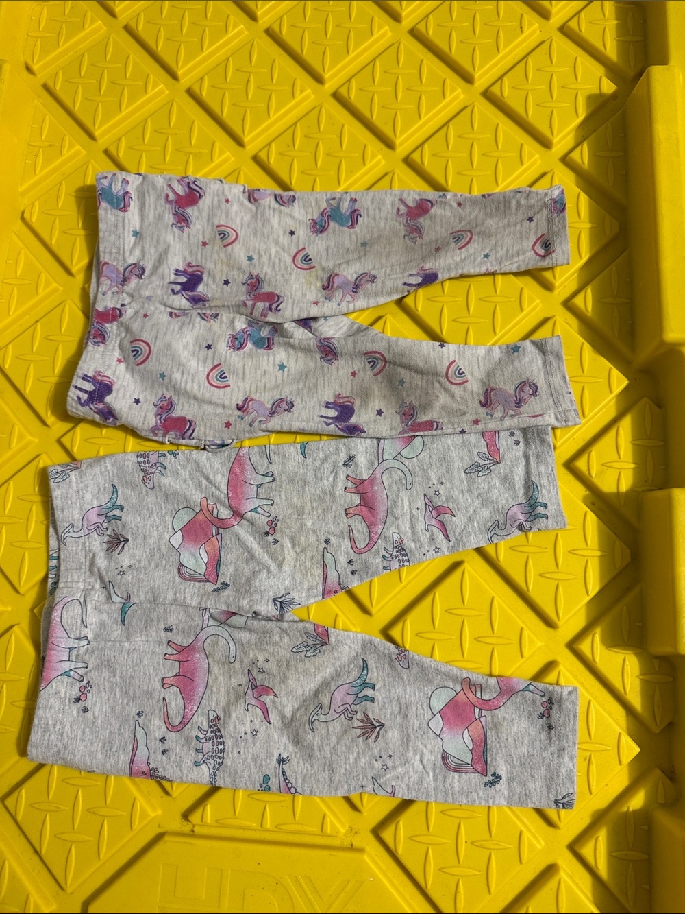 Garanimals Gray Unicorn & Dinosaur Print Leggings - Pink, Purple, Teal